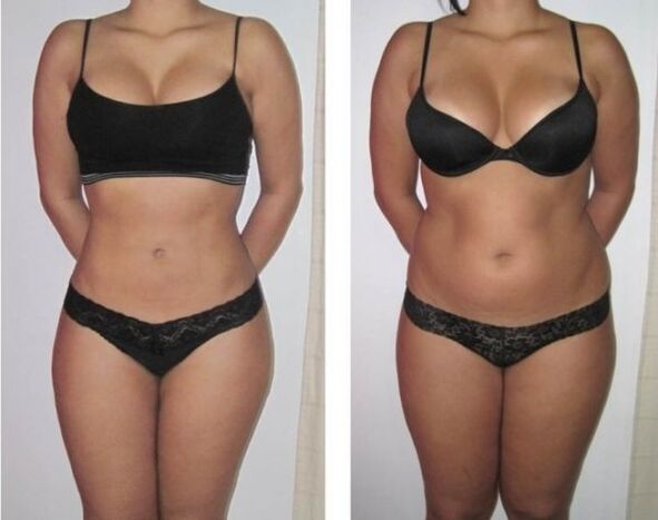 The transformation of a woman's figure after a drinking diet