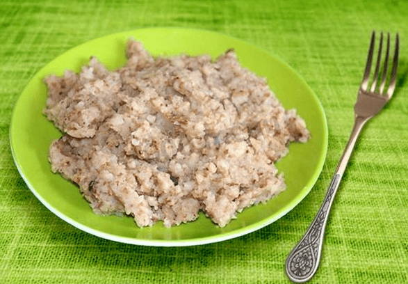 Porridge made of buckwheat crushed with my man